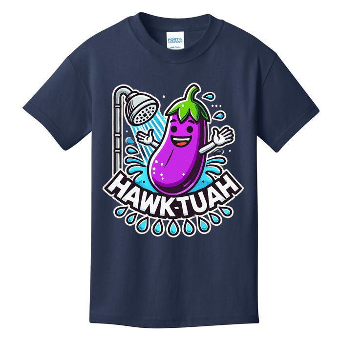 Hawk Tuah Meme Eggplant Joke T Huck Tua Kids T-Shirt