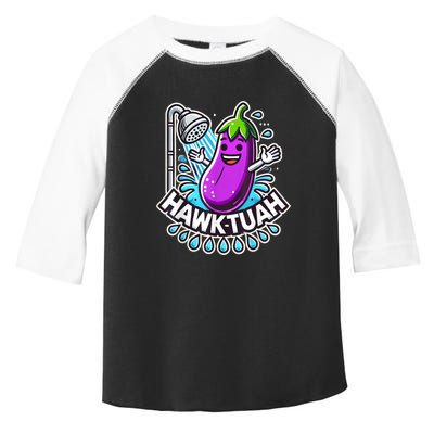 Hawk Tuah Meme Eggplant Joke Funny Huck Tuah Gift Toddler Fine Jersey T-Shirt