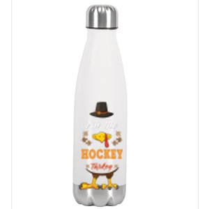 Hockey Turkey Matching Thanksgiving Outfits Couples Pjs Cool Gift Stainless Steel Insulated Water Bottle