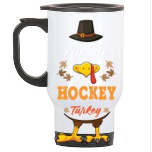 Hockey Turkey Matching Thanksgiving Outfits Couples Pjs Cool Gift Stainless Steel Travel Mug