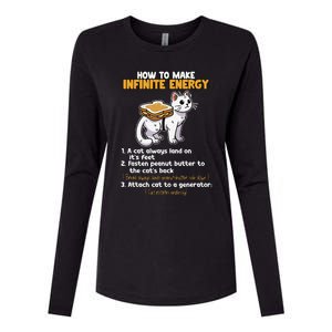 How To Make Infinite Energy Cat Humor Womens Cotton Relaxed Long Sleeve T-Shirt