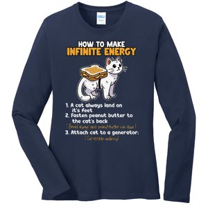 How To Make Infinite Energy Cat Humor Ladies Long Sleeve Shirt