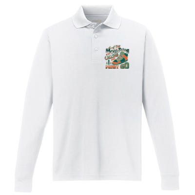 Hiking The Mountains Are Calling I Must Go Gift Hiking Shoes Performance Long Sleeve Polo