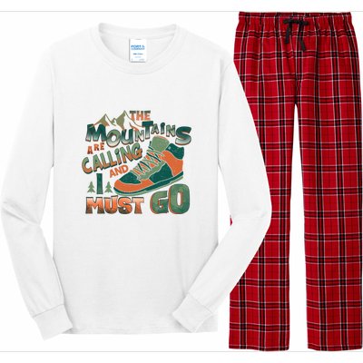 Hiking The Mountains Are Calling I Must Go Gift Hiking Shoes Long Sleeve Pajama Set