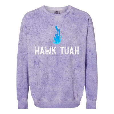 Hawk Tuah Meme Hawk Tuah Viral Saying Hawk Tuah Colorblast Crewneck Sweatshirt