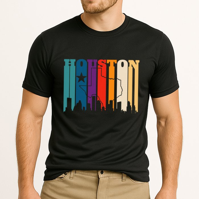 Houston Texas Map Skyline Gift Texas Home State Souvenir Cooling Performance Crew T-Shirt