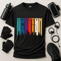 Houston Texas Map Skyline Gift Texas Home State Souvenir Cooling Performance Crew T-Shirt