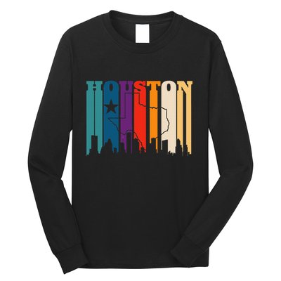 Houston Texas Map Skyline Gift Texas Home State Souvenir Long Sleeve Shirt