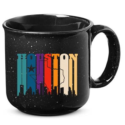 Houston Texas Map Skyline Gift Texas Home State Souvenir 15oz Campfire Ceramic Mug