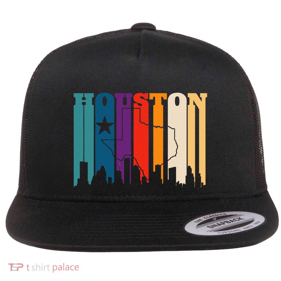 Houston Texas Map Skyline Gift Texas Home State Souvenir Flatbill Hat