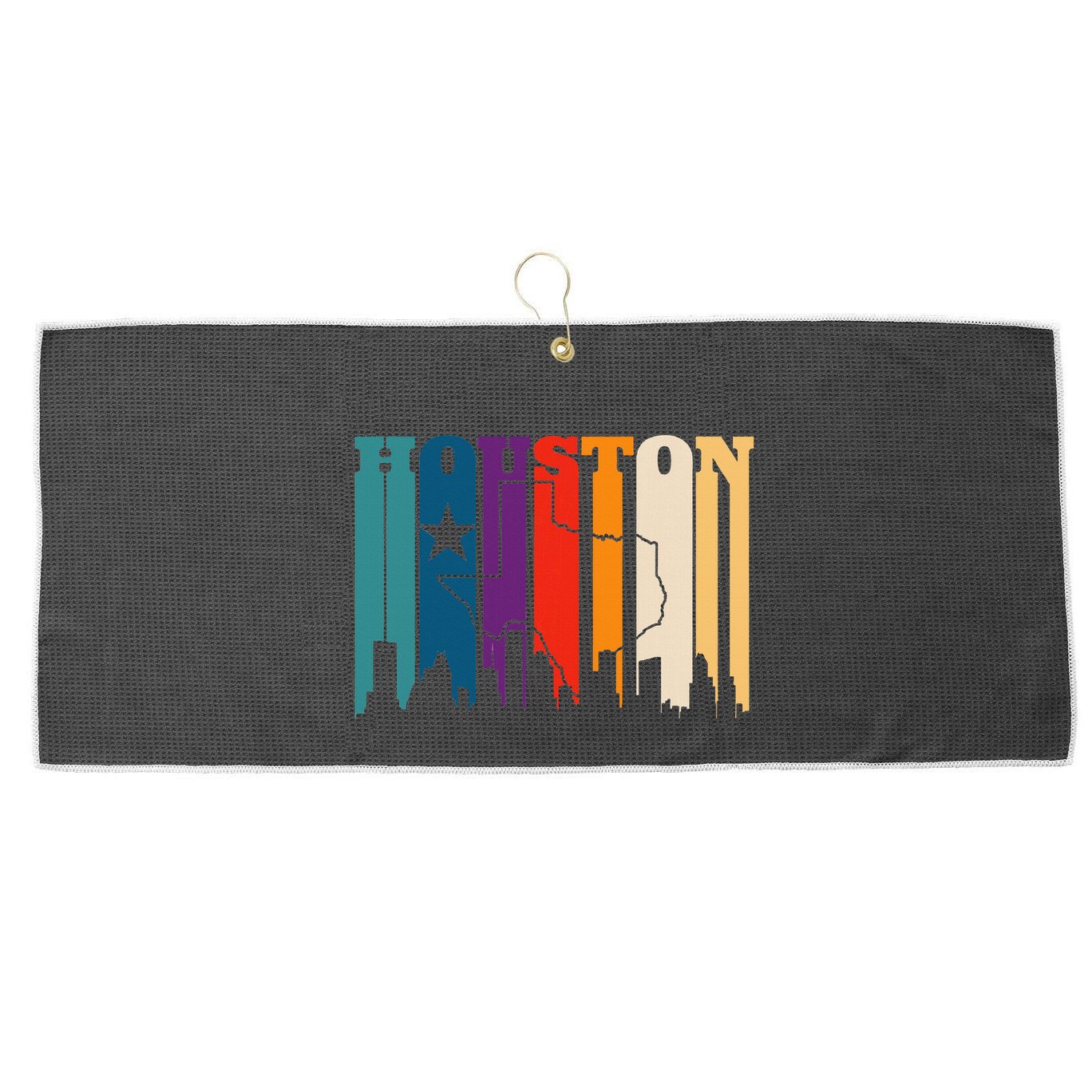 Houston Texas Map Skyline Gift Texas Home State Souvenir Large Microfiber Waffle Golf Towel