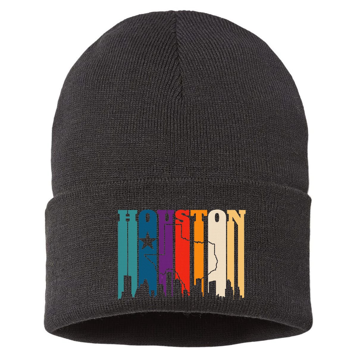 Houston Texas Map Skyline Gift Texas Home State Souvenir Sustainable Knit Beanie