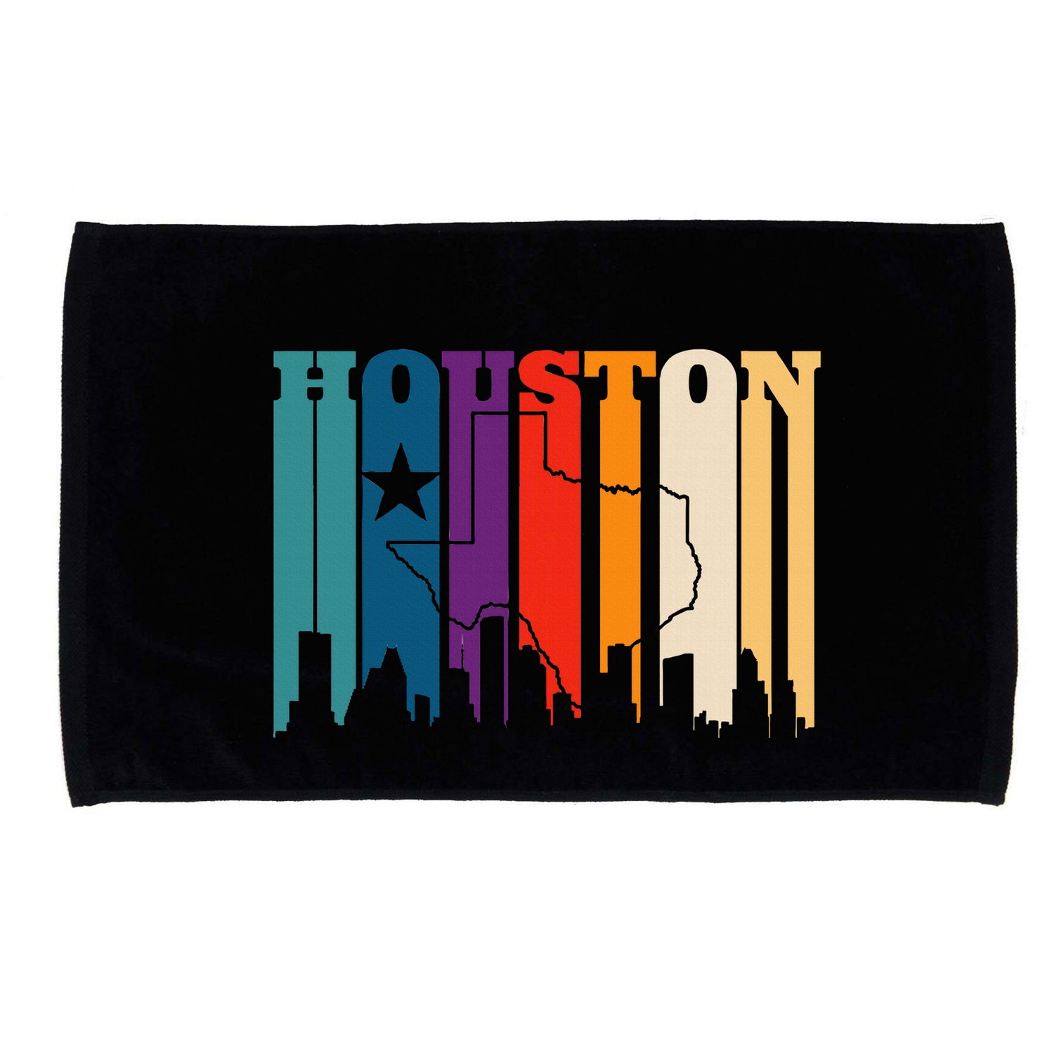 Houston Texas Map Skyline Gift Texas Home State Souvenir Microfiber Hand Towel