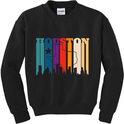 Houston Texas Map Skyline Gift Texas Home State Souvenir Kids Sweatshirt