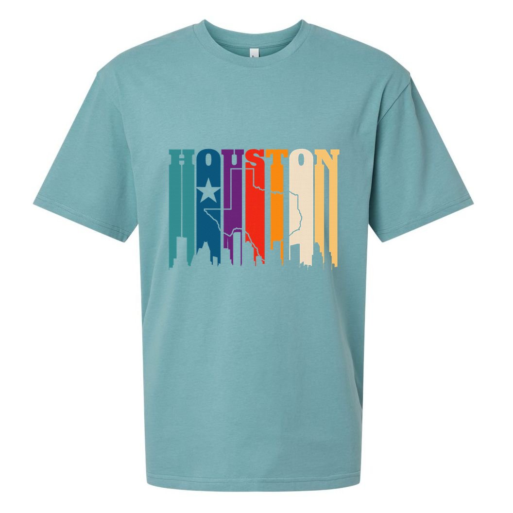 Houston Texas Map Skyline Gift Texas Home State Souvenir Sueded Cloud Jersey T-Shirt