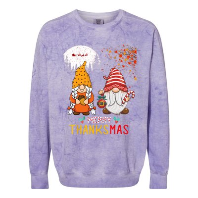 Happy Thanksgiving Merry Christmas Happy Thanksmas Gnome Colorblast Crewneck Sweatshirt