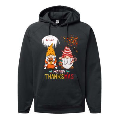 Happy Thanksgiving Merry Christmas Happy Thanksmas Gnome Performance Fleece Hoodie