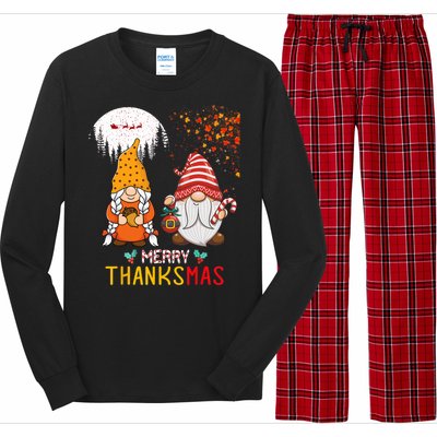 Happy Thanksgiving Merry Christmas Happy Thanksmas Gnome Long Sleeve Pajama Set