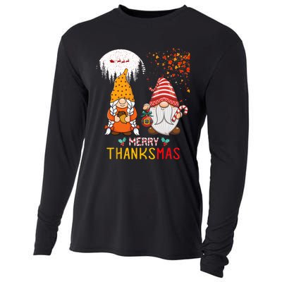 Happy Thanksgiving Merry Christmas Happy Thanksmas Gnome Cooling Performance Long Sleeve Crew