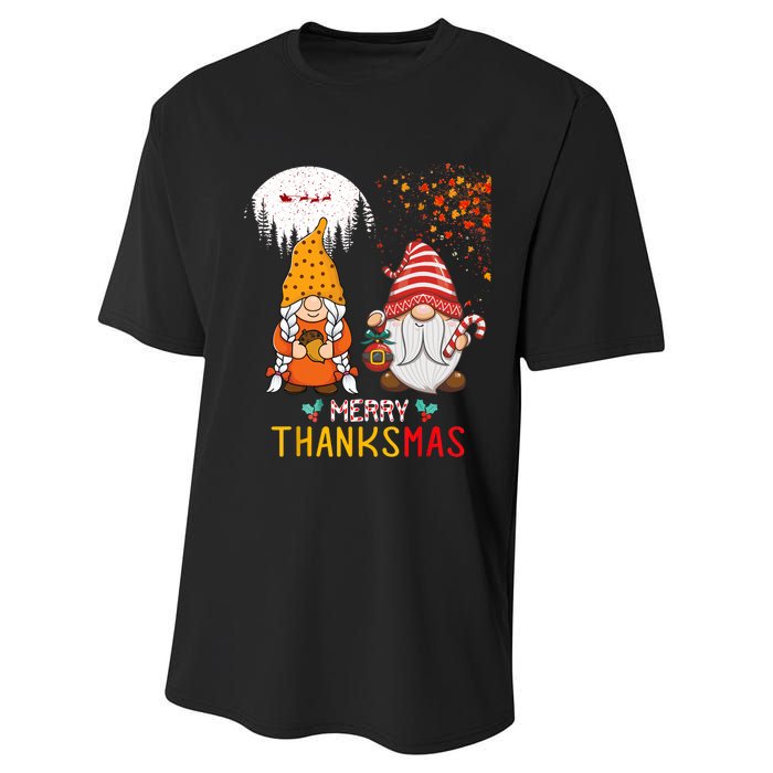 Happy Thanksgiving Merry Christmas Happy Thanksmas Gnome Performance Sprint T-Shirt