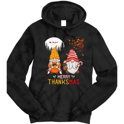 Happy Thanksgiving Merry Christmas Happy Thanksmas Gnome Tie Dye Hoodie