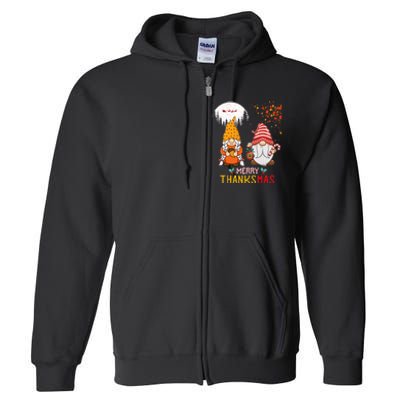 Happy Thanksgiving Merry Christmas Happy Thanksmas Gnome Full Zip Hoodie