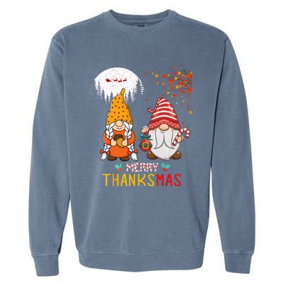 Happy Thanksgiving Merry Christmas Happy Thanksmas Gnome Garment-Dyed Sweatshirt