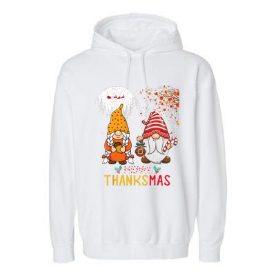 Happy Thanksgiving Merry Christmas Happy Thanksmas Gnome Garment-Dyed Fleece Hoodie