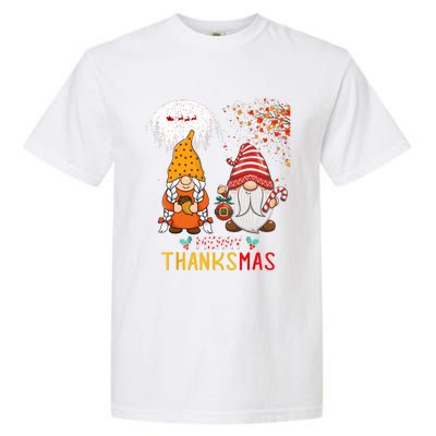 Happy Thanksgiving Merry Christmas Happy Thanksmas Gnome Garment-Dyed Heavyweight T-Shirt