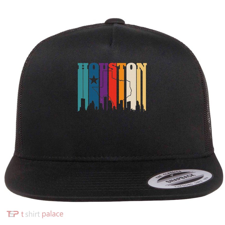 Houston Texas Map Skyline Gift Texas Home State Souvenir Flatbill Hat