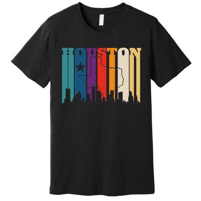 Houston Texas Map Skyline Gift Texas Home State Souvenir Premium T-Shirt