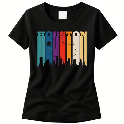 Houston Texas Map Skyline Gift Texas Home State Souvenir Womens T-Shirt