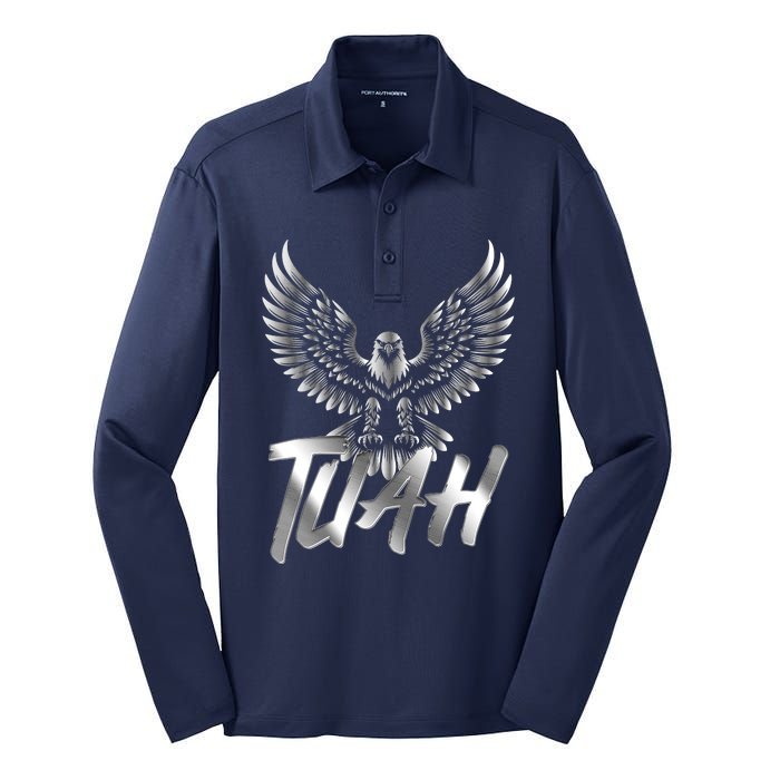 Hawk Tuah Metal Hawk Eagle Silk Touch Performance Long Sleeve Polo