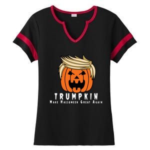 Halloween Trumpkin Make Halloween Great Again Cute Gift Ladies Halftime Notch Neck Tee