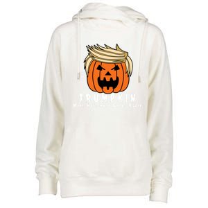 Halloween Trumpkin Make Halloween Great Again Cute Gift Womens Funnel Neck Pullover Hood