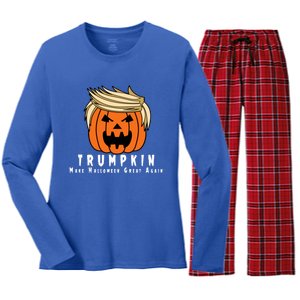 Halloween Trumpkin Make Halloween Great Again Cute Gift Women's Long Sleeve Flannel Pajama Set 