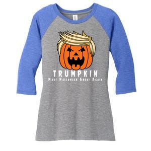 Halloween Trumpkin Make Halloween Great Again Cute Gift Women's Tri-Blend 3/4-Sleeve Raglan Shirt