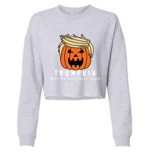 Halloween Trumpkin Make Halloween Great Again Cute Gift Cropped Pullover Crew