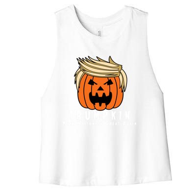 Halloween Trumpkin Make Halloween Great Again Cute Gift Women's Racerback Cropped Tank