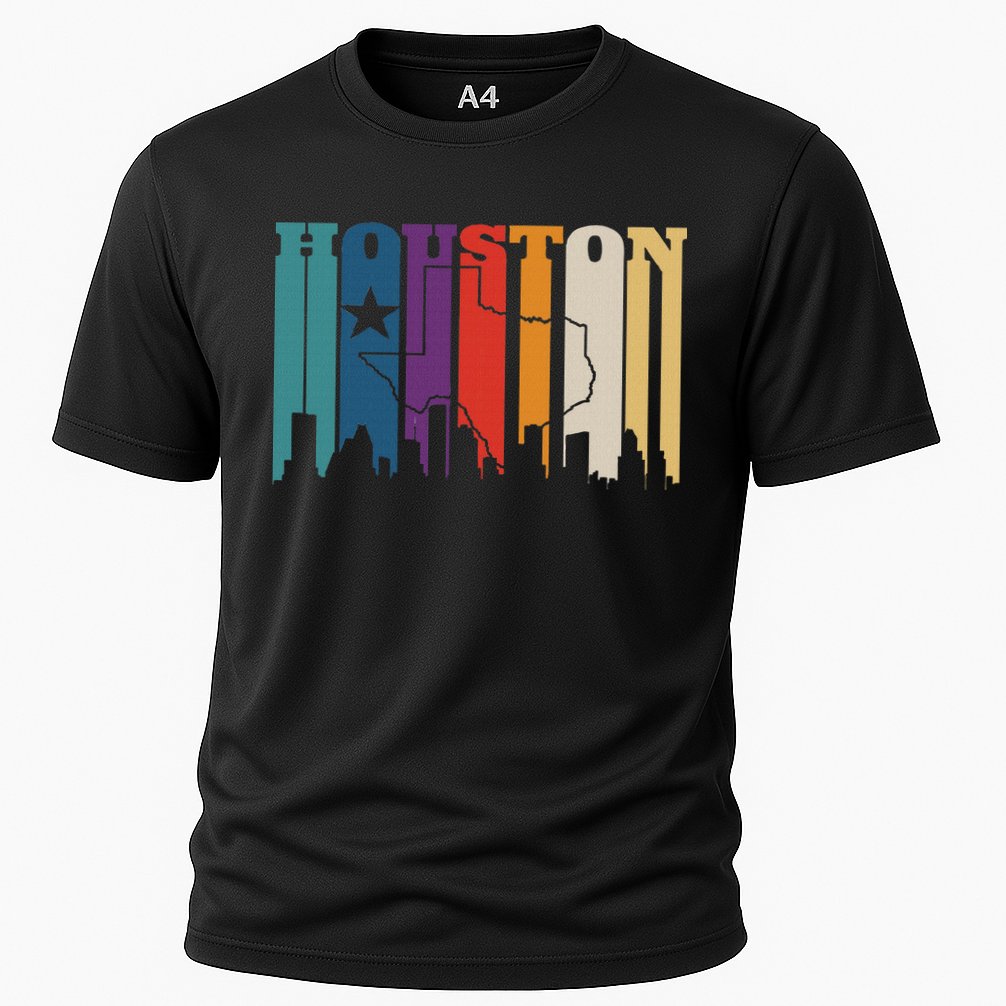 Houston Texas Map Skyline Gift Texas Home State Souvenir Cooling Performance Crew T-Shirt