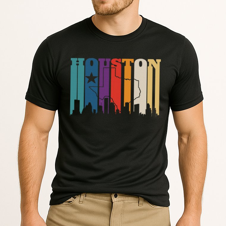 Houston Texas Map Skyline Gift Texas Home State Souvenir Cooling Performance Crew T-Shirt