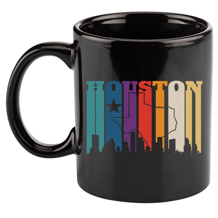 Houston Texas Map Skyline Gift Texas Home State Souvenir 11oz C Handle Ceramic Mug