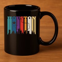 Houston Texas Map Skyline Gift Texas Home State Souvenir 11oz C Handle Ceramic Mug