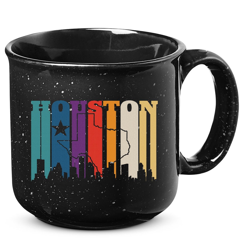 Houston Texas Map Skyline Gift Texas Home State Souvenir 15oz Campfire Ceramic Mug
