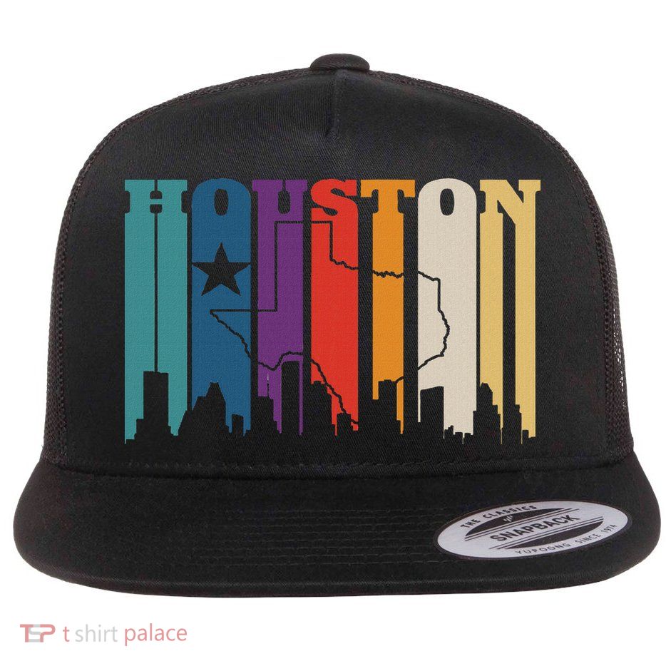 Houston Texas Map Skyline Gift Texas Home State Souvenir Flatbill Hat