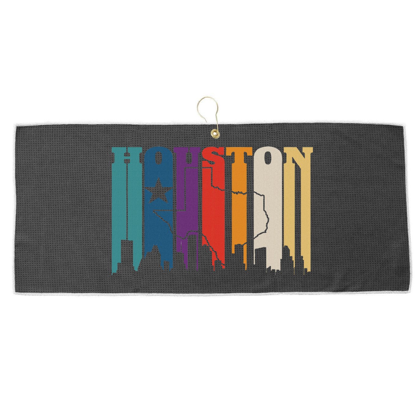 Houston Texas Map Skyline Gift Texas Home State Souvenir Large Microfiber Waffle Golf Towel