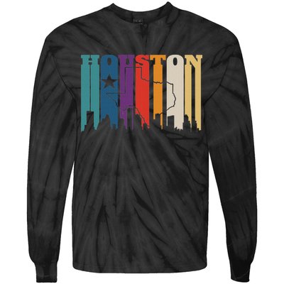 Houston Texas Map Skyline Gift Texas Home State Souvenir Tie-Dye Long Sleeve Shirt