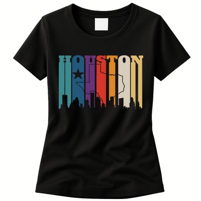 Houston Texas Map Skyline Gift Texas Home State Souvenir Womens T-Shirt