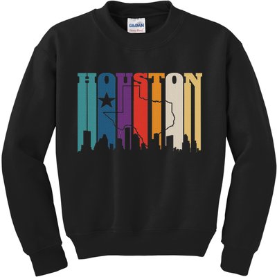 Houston Texas Map Skyline Gift Texas Home State Souvenir Kids Sweatshirt