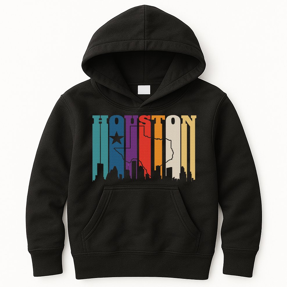 Houston Texas Map Skyline Gift Texas Home State Souvenir Kids Hoodie